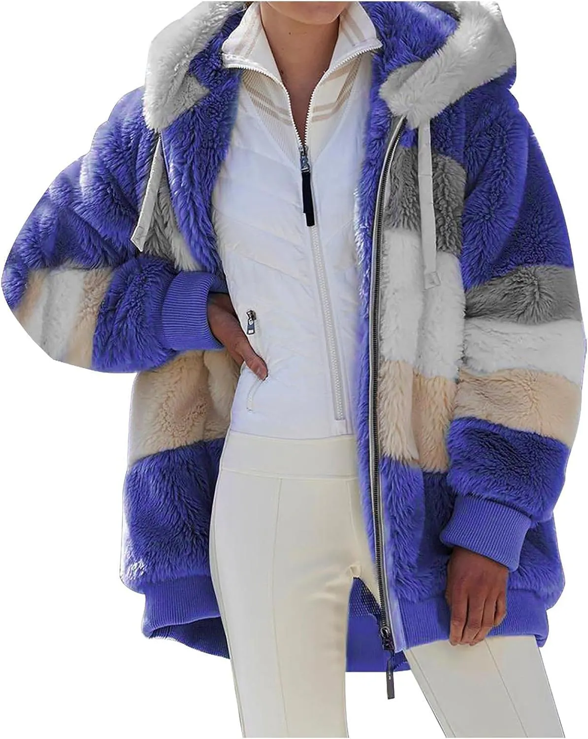 Winter Fashion Coats for Women Warm Coats Casual Fuzzy Fleece Sherpa Jackets Hoodies Pullover Plus Size Jacket