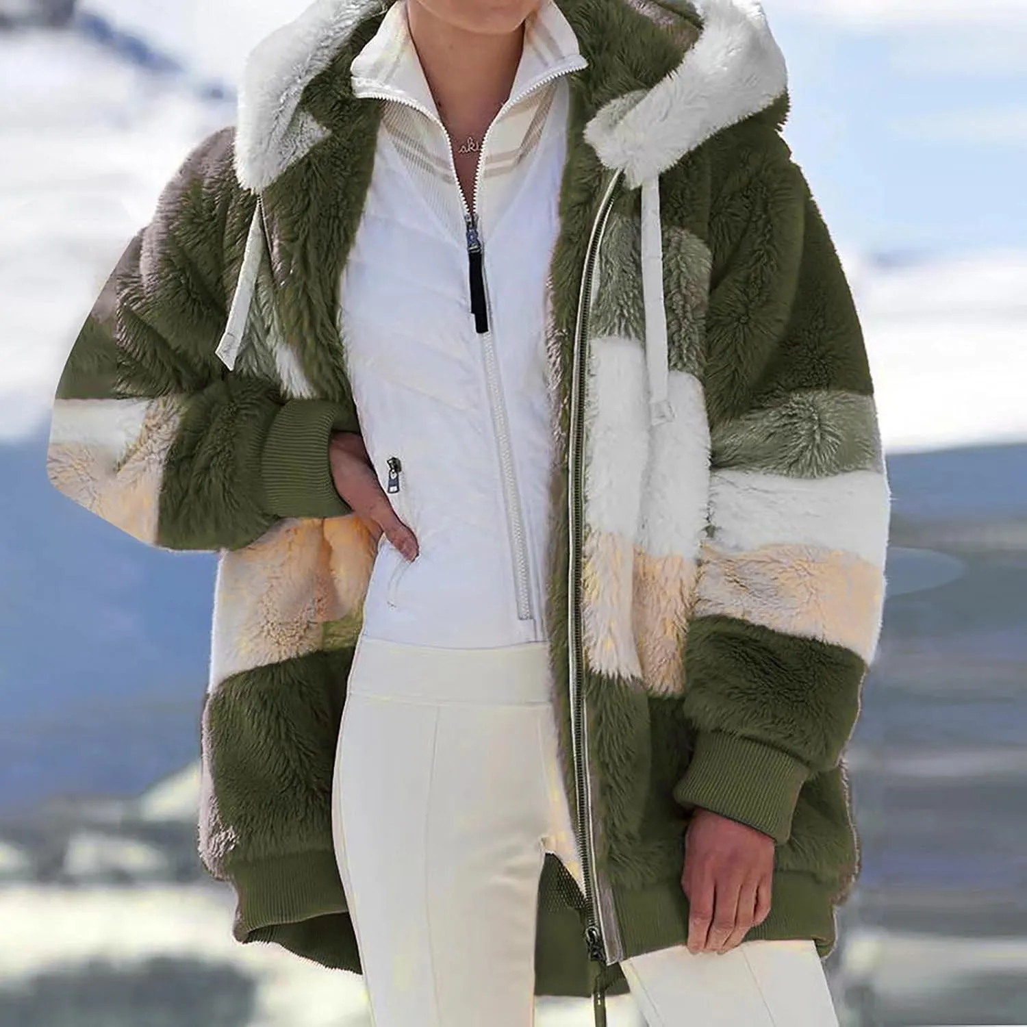Winter Fashion Coats for Women Warm Coats Casual Fuzzy Fleece Sherpa Jackets Hoodies Pullover Plus Size Jacket