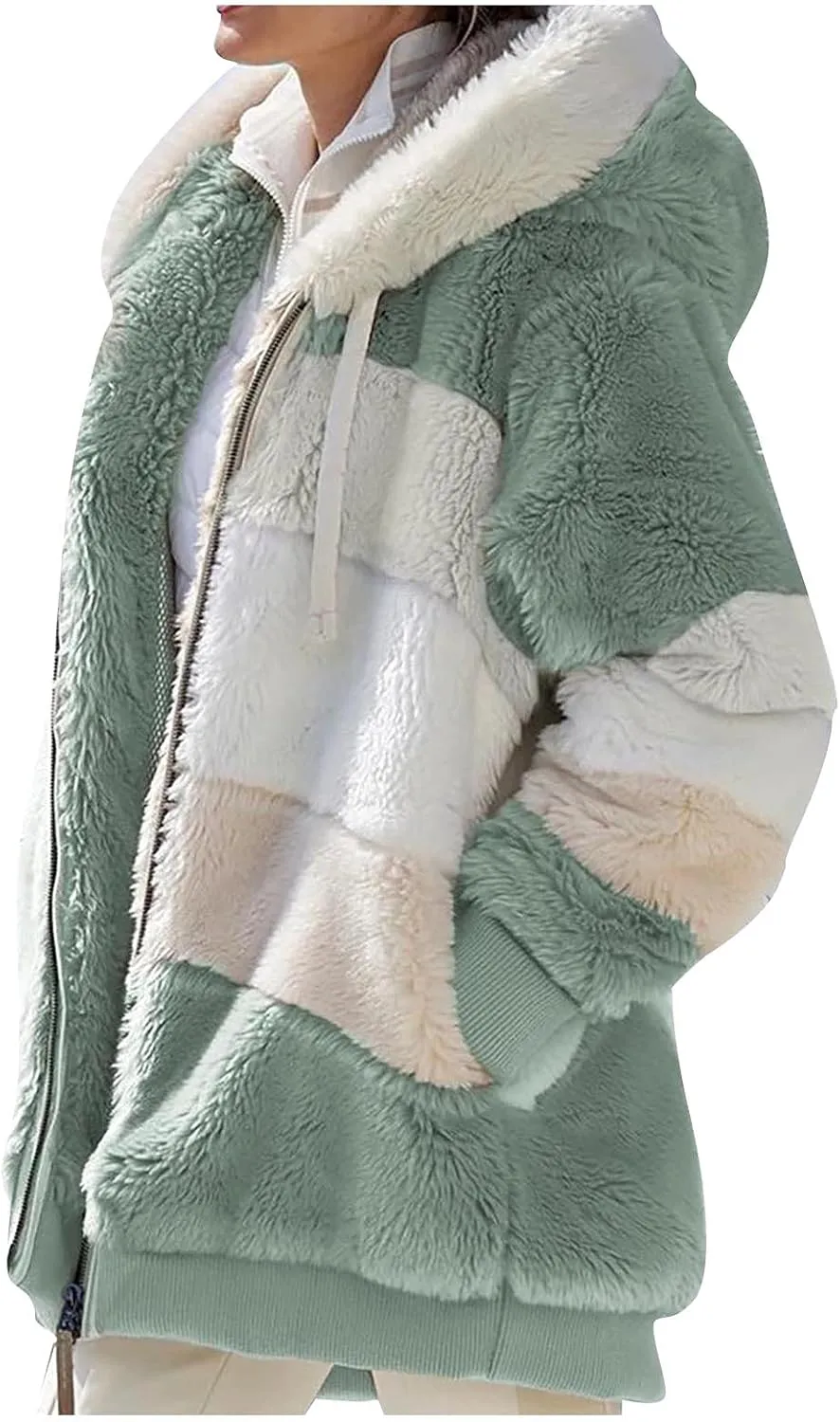 Winter Fashion Coats for Women Warm Coats Casual Fuzzy Fleece Sherpa Jackets Hoodies Pullover Plus Size Jacket