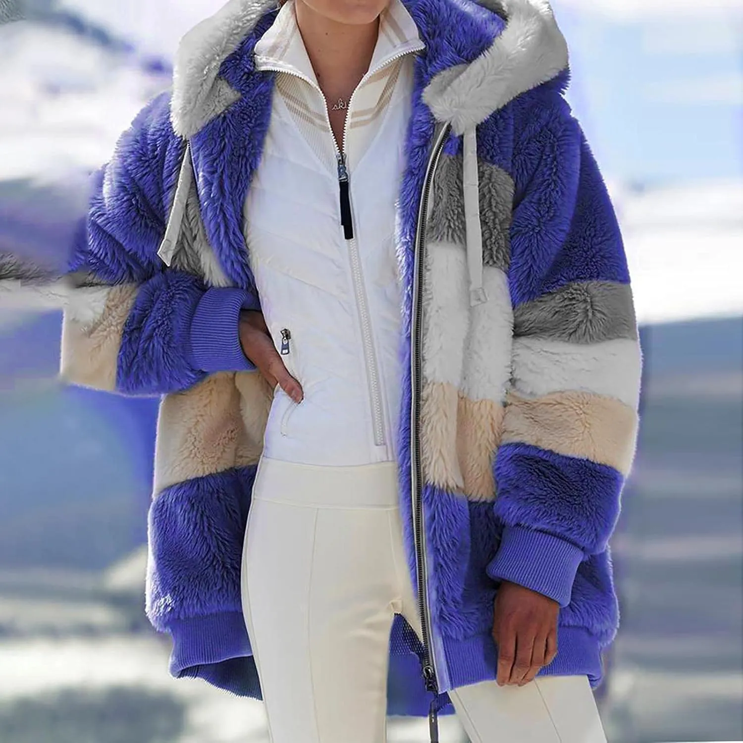 Winter Fashion Coats for Women Warm Coats Casual Fuzzy Fleece Sherpa Jackets Hoodies Pullover Plus Size Jacket