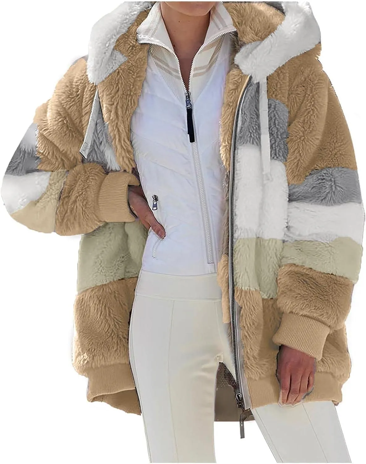 Winter Fashion Coats for Women Warm Coats Casual Fuzzy Fleece Sherpa Jackets Hoodies Pullover Plus Size Jacket