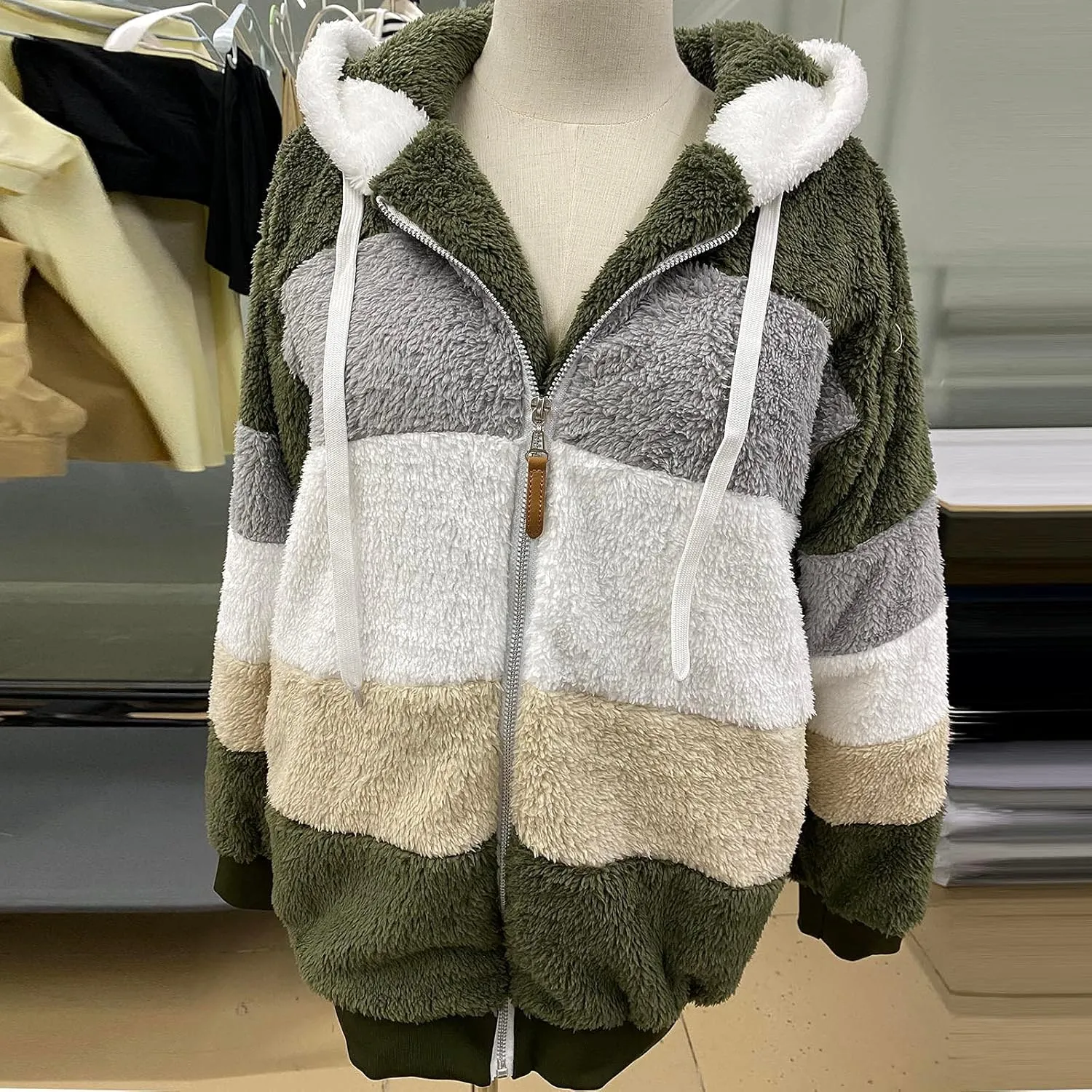Winter Fashion Coats for Women Warm Coats Casual Fuzzy Fleece Sherpa Jackets Hoodies Pullover Plus Size Jacket