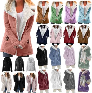 Winter Fashion Coats for Women Warm Coats Casual Fuzzy Fleece Sherpa Jackets Hoodies Pullover Plus Size Jacket