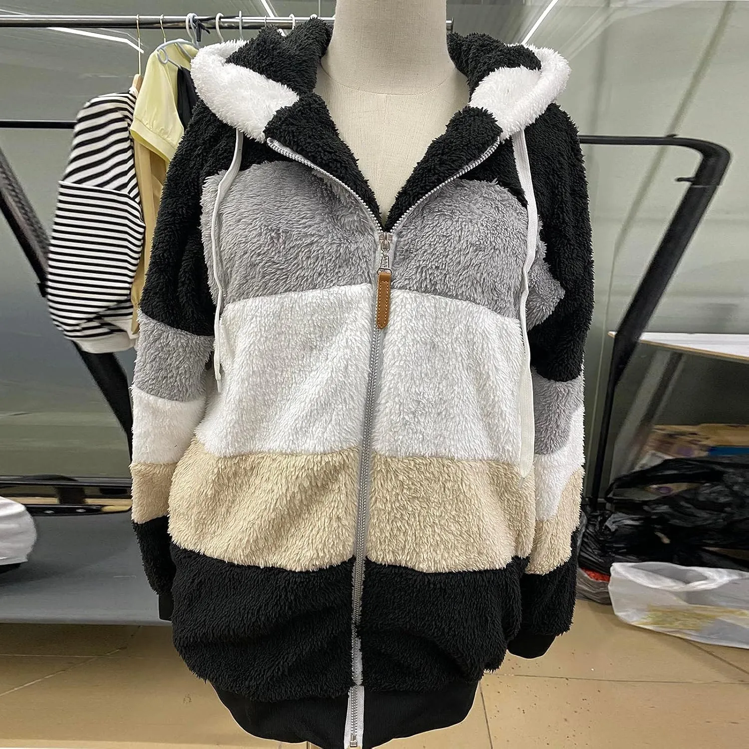 Winter Fashion Coats for Women Warm Coats Casual Fuzzy Fleece Sherpa Jackets Hoodies Pullover Plus Size Jacket