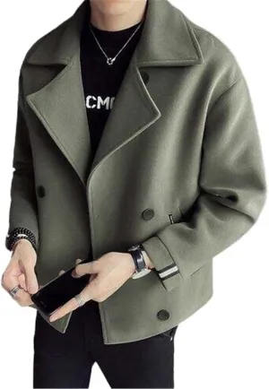 Winter Wool Jacket Men Solid Wool Coat Men Casual Loose Short Wool Coat For Men Trench Coat