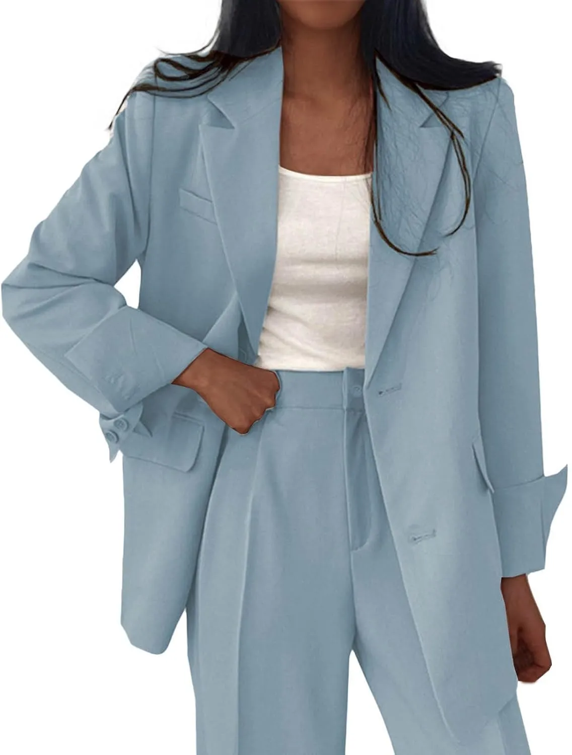 Women Open Front Blazers 2024 Sleeve Front Notched Collar Suit Cardigan Cardigan Fall Fashion Work Office Blazer
