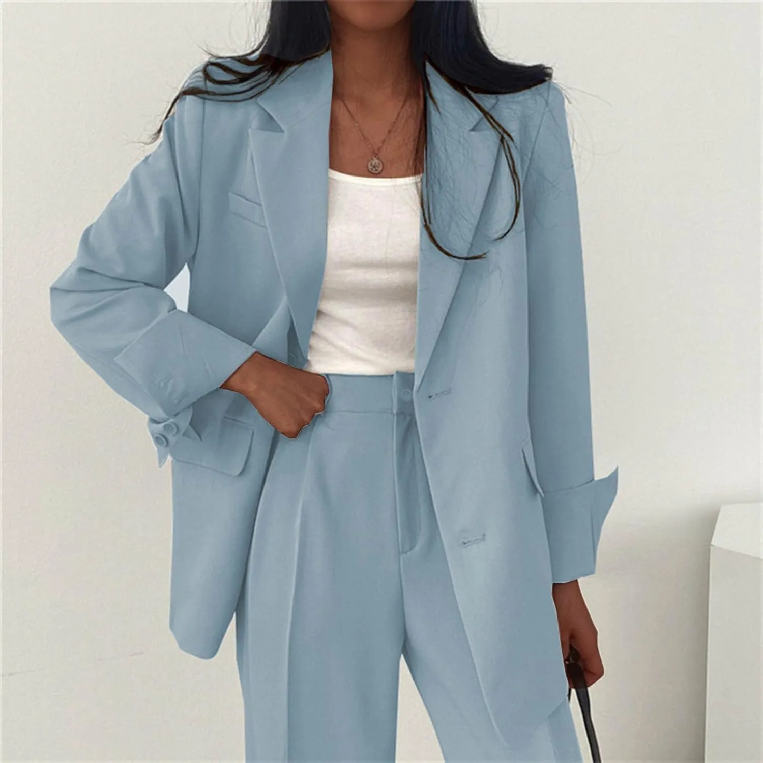 Women Open Front Blazers 2024 Sleeve Front Notched Collar Suit Cardigan Cardigan Fall Fashion Work Office Blazer