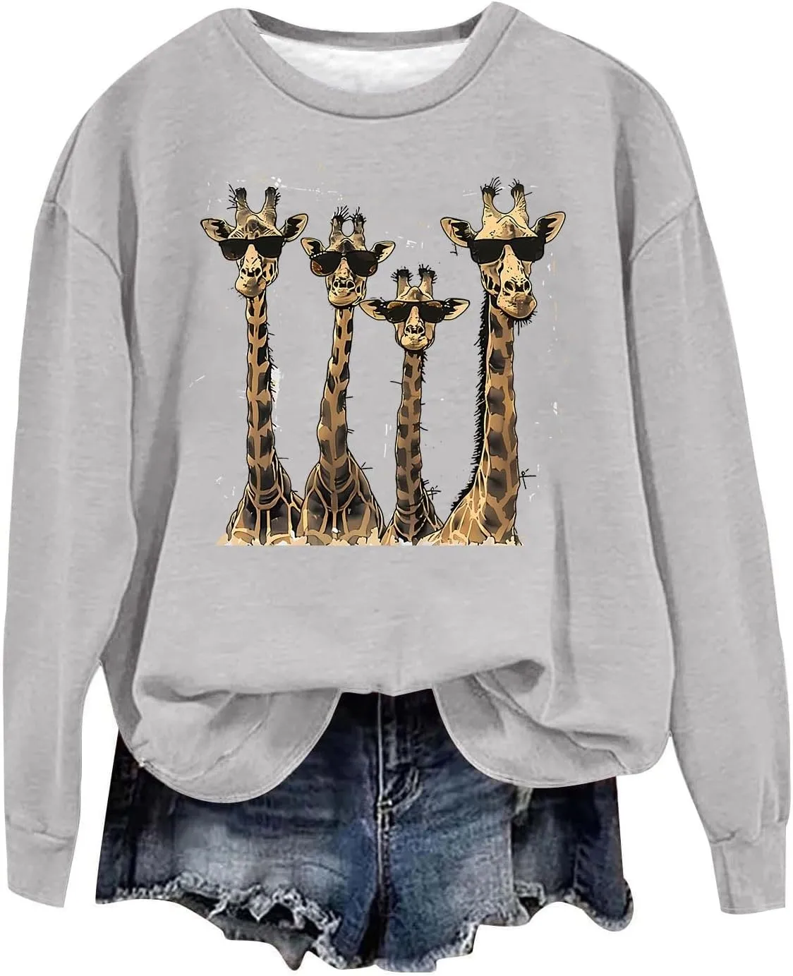 Women Sweatshirt Cute Giraffe Pullover Hoodie Long Sleeve Tops Pullover Y2k Crewneck Sweatshirts 2024