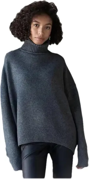 Women Thick Turtleneck Oversize Sweaters Winter Cashmere Cotton Blend Warm Knitted Pullovers Tops