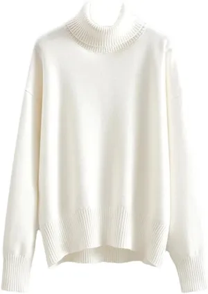 Women Turtleneck Sweater Autumn Winter Thick Warm Top Oversized Casual Loose Knitted Pullovers