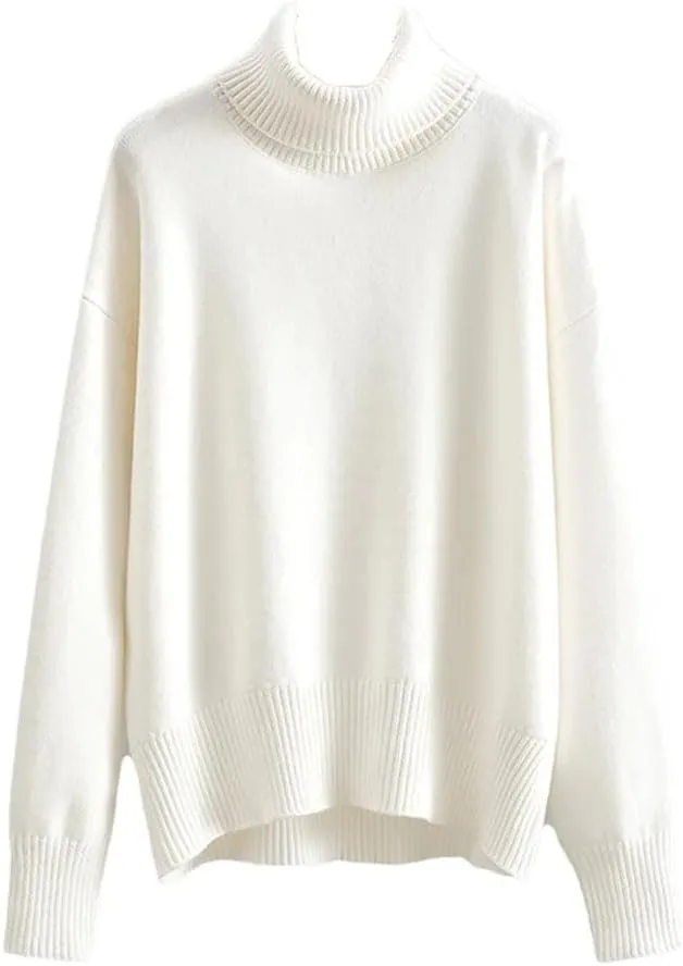 Women Turtleneck Sweater Autumn Winter Thick Warm Top Oversized Casual Loose Knitted Pullovers