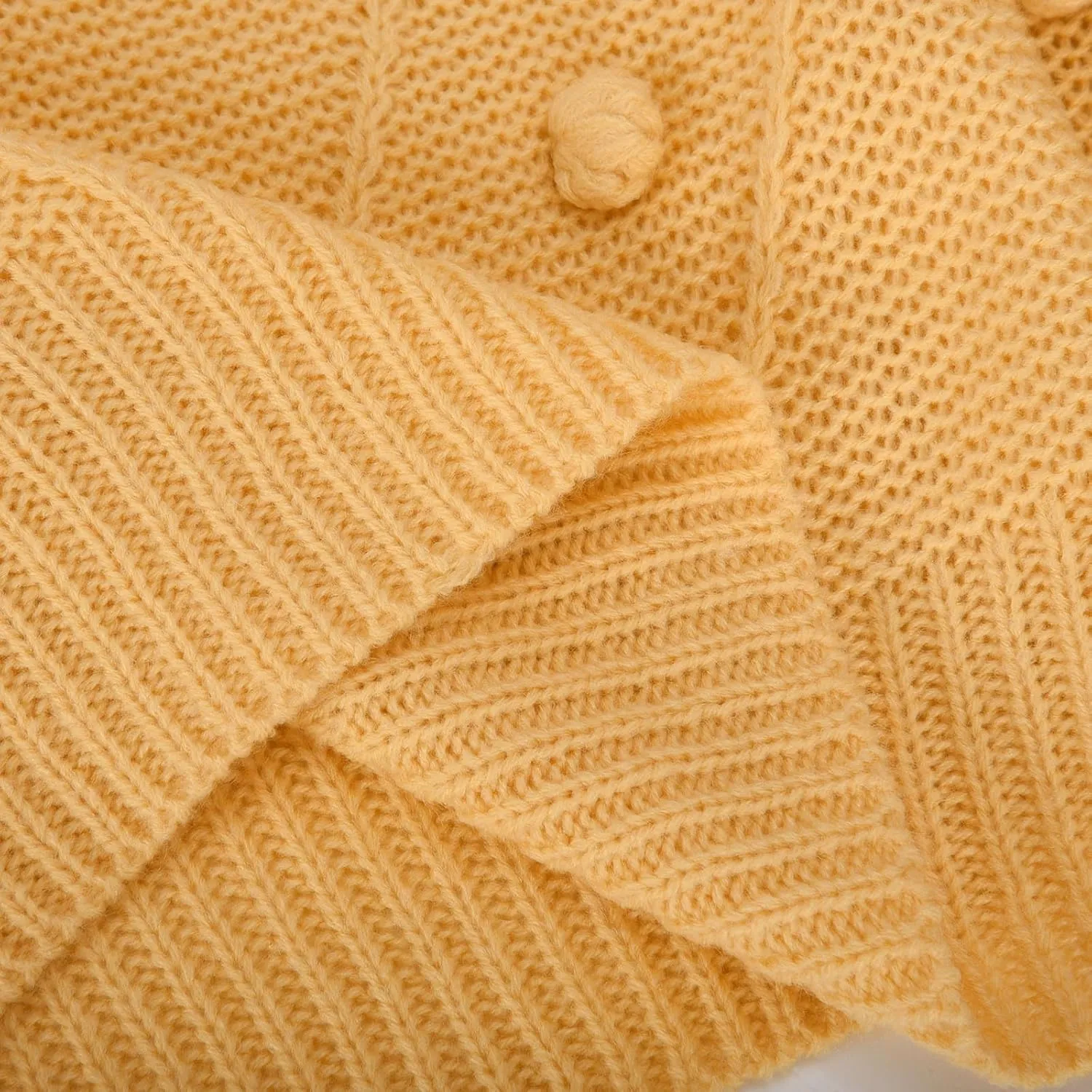 Womens 2023 Fall Trendy Sweaters Fashion Hairball Round-Neck Sweater Lantern Sleeves Knitted Pullovers Tops