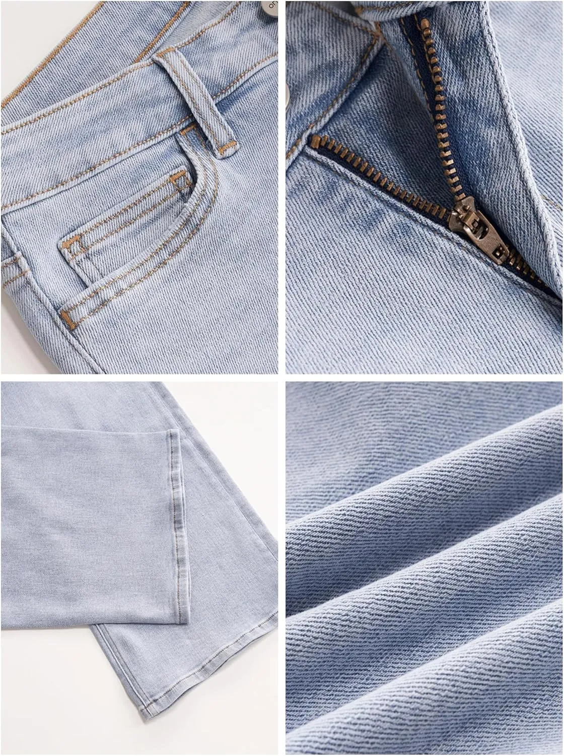 Womens Baggy Jeans Wide Leg Jeans High Waisted Stretchy Tummy Control Denim Distressed Pants with Pockets