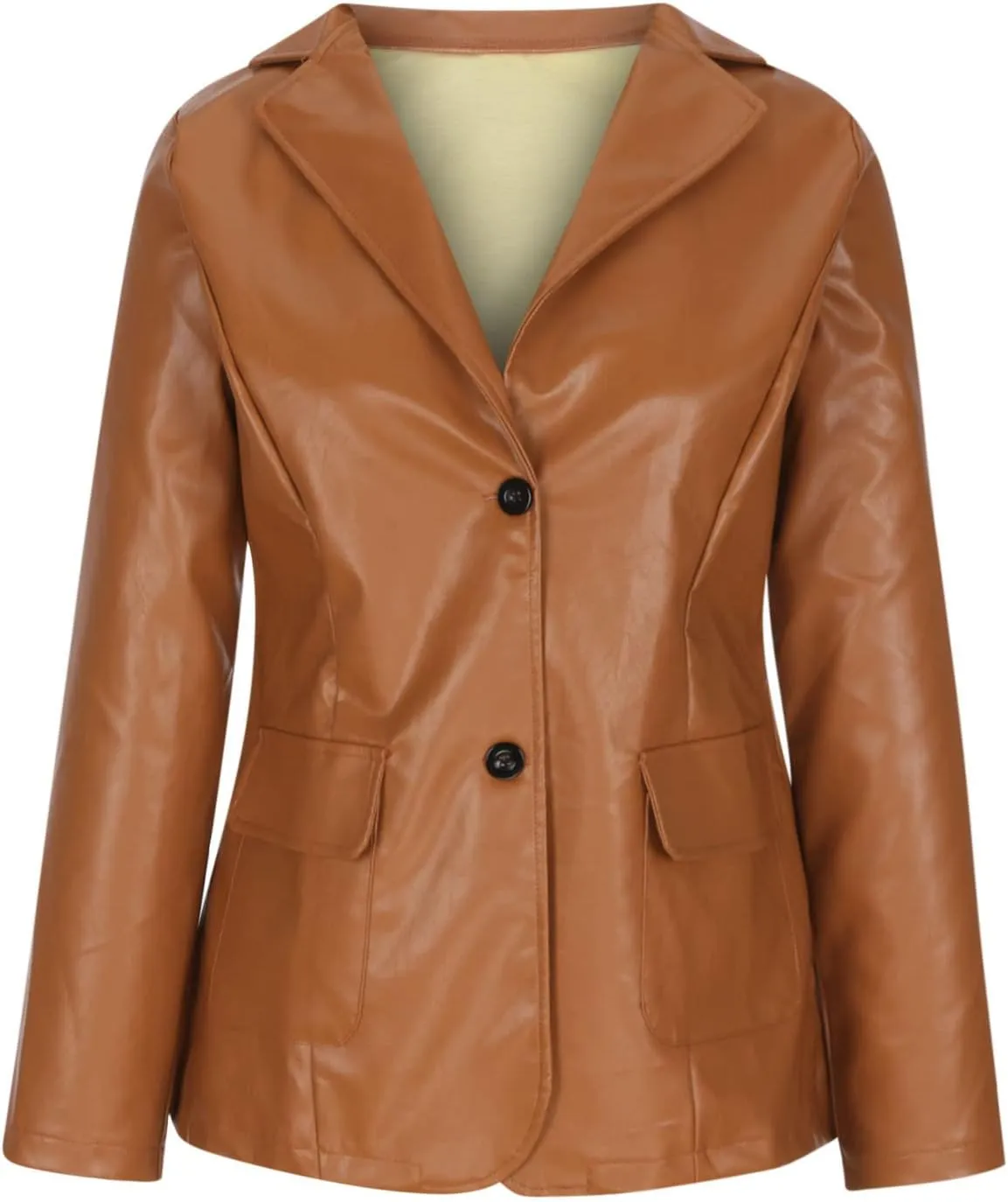 Womens Casual Lightweight Blazers Open Front Long Sleeve Lapel Collar Single Button Work Office Business Suit Jacket