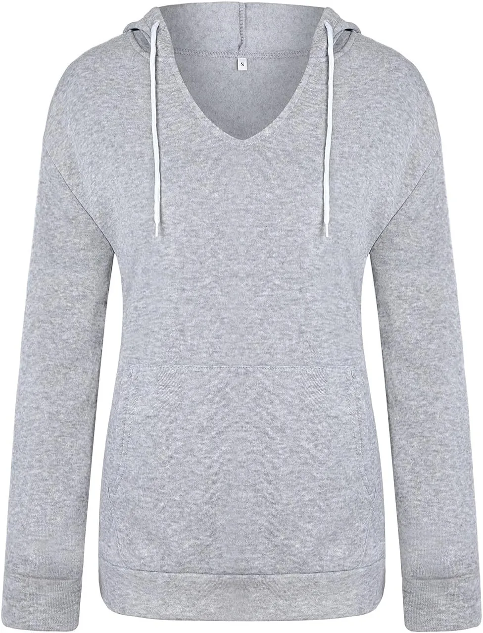 Women's Casual Lightweight Hoodies Long Sleeve v Neck Drawstring Hooded Sweatshirts Loose Pullovers With Pocket
