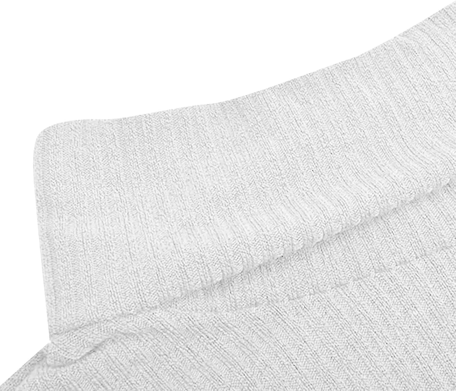 Women's Chic Turtleneck Sweater Solid Button Sleeve Knitted Pullovers Sweater Warm Loose Casual Oversized Sweater