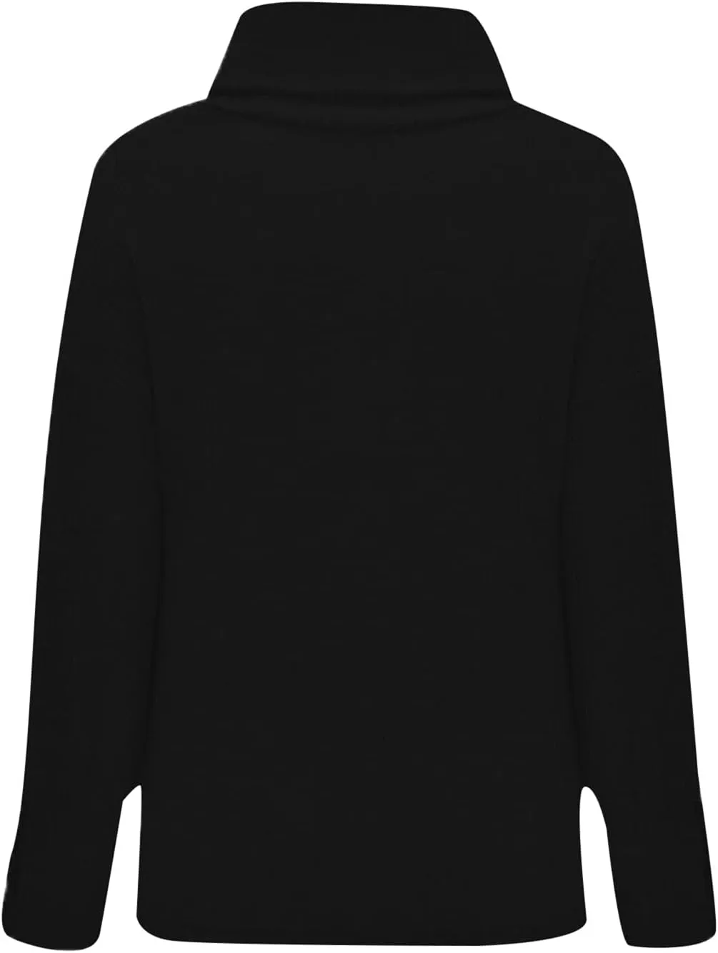 Women's Chic Turtleneck Sweater Solid Button Sleeve Knitted Pullovers Sweater Warm Loose Casual Oversized Sweater