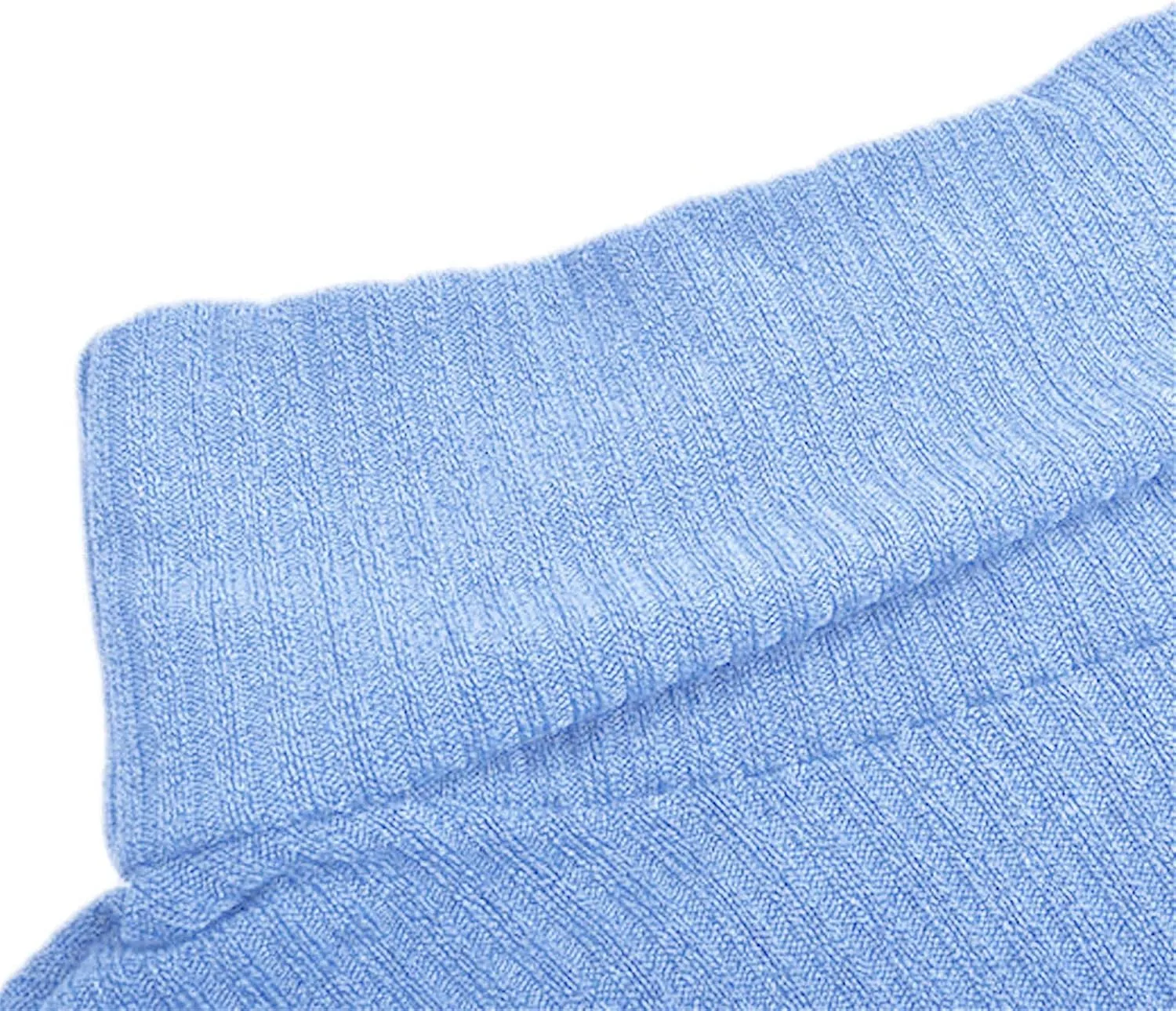 Women's Chic Turtleneck Sweater Solid Button Sleeve Knitted Pullovers Sweater Warm Loose Casual Oversized Sweater