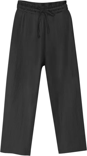 Womens Cotton Linen Pants Summer Casual Beach Pant Drawstring Flowy Traveling Straight Leg Palazzo Trousers