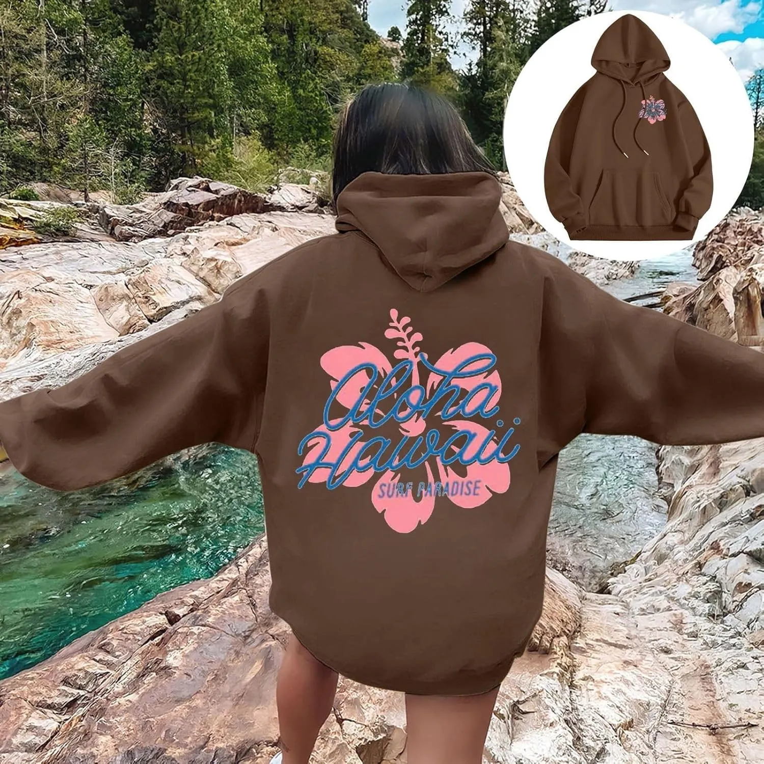 Womens Cute Hoodies Pink Hoodie Oversized Letter Print Graphic Hoodies Teen Girl Long Sleeve Y2K Preppy Sweatshirts
