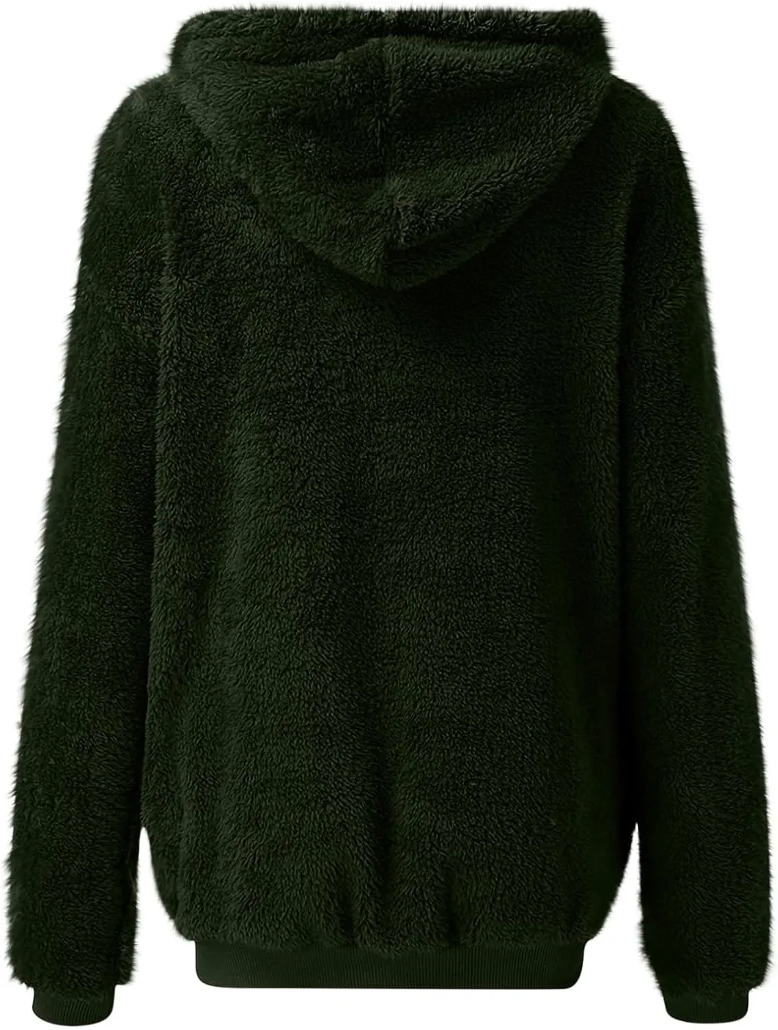 Women's Fleece Jacket Fuzzy Hooded Winter Warm Casual Coats Zip Up Open Front Sherpa Cardigan Outwear with Pockets