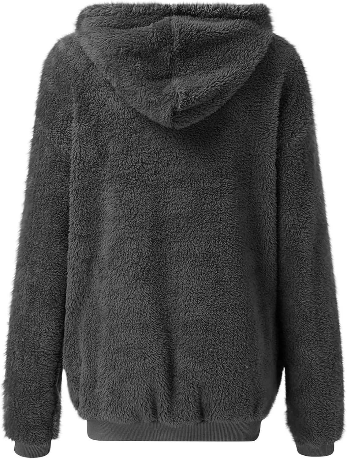 Women's Fleece Jacket Fuzzy Hooded Winter Warm Casual Coats Zip Up Open Front Sherpa Cardigan Outwear with Pockets