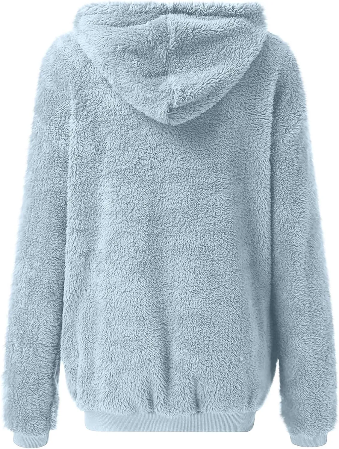Women's Fleece Jacket Fuzzy Hooded Winter Warm Casual Coats Zip Up Open Front Sherpa Cardigan Outwear with Pockets