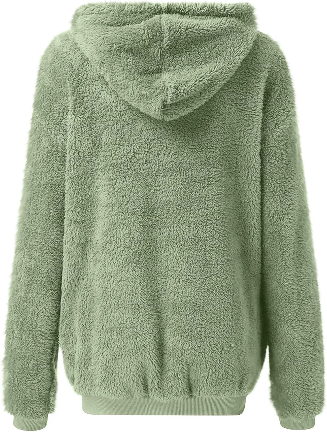 Women's Fleece Jacket Fuzzy Hooded Winter Warm Casual Coats Zip Up Open Front Sherpa Cardigan Outwear with Pockets