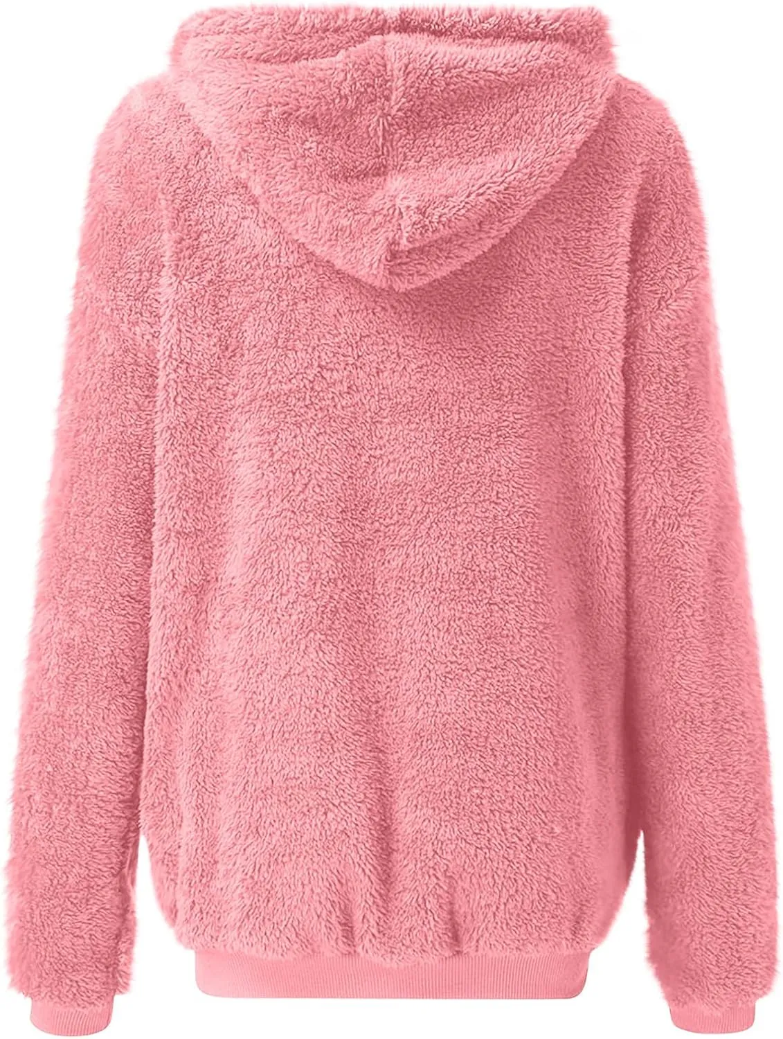Women's Fleece Jacket Fuzzy Hooded Winter Warm Casual Coats Zip Up Open Front Sherpa Cardigan Outwear with Pockets