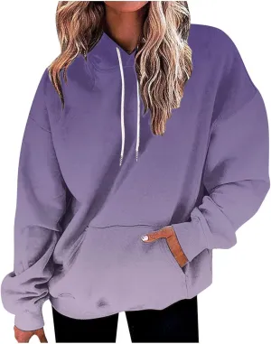 Womens Gardient Print Oversized Sweatshirt Long Sleeve Hoodies Tops Teen Girls Y2K Clothes Trendy Fall Outfits