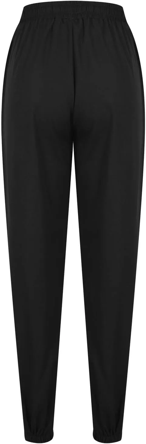 Women's Linen Casual Pants Drawstring Elastic Waist Straight Leg Loose Cinch Bottom Trousers Sweatpants with Pockets