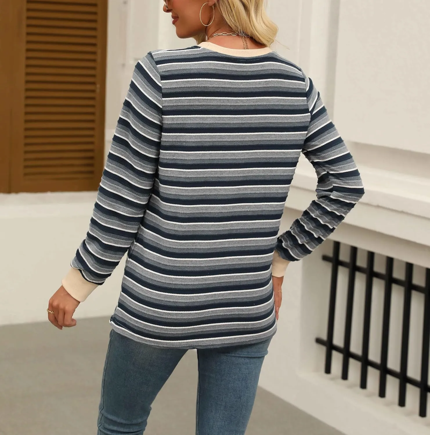 Womens Long Sleeve Shirts Fall 2024 Casual Tops Fashion Fall Outfits Blouses Clothes