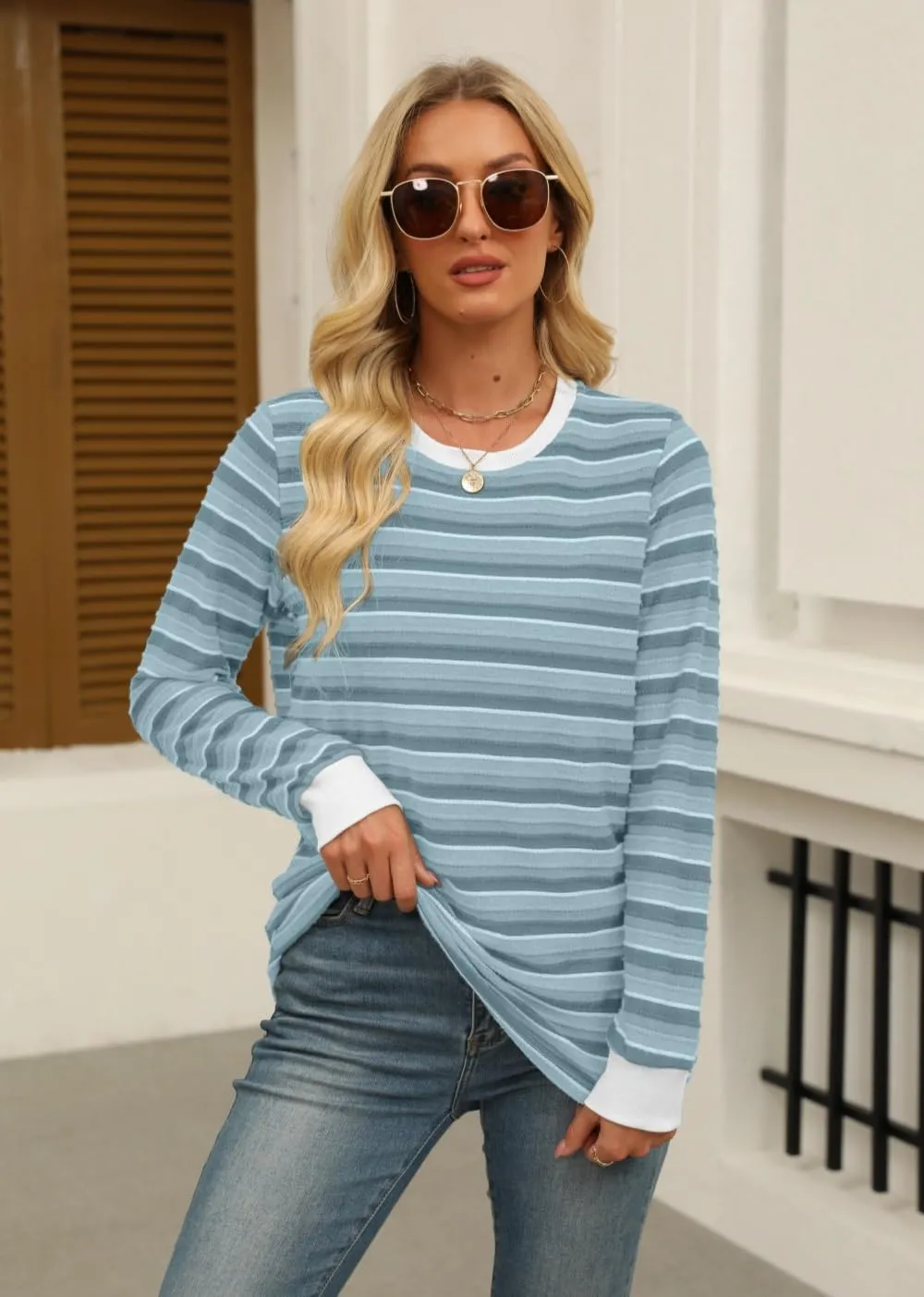 Womens Long Sleeve Shirts Fall 2024 Casual Tops Fashion Fall Outfits Blouses Clothes