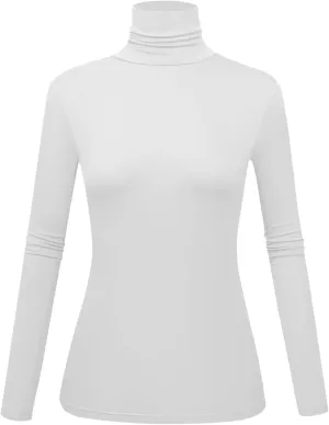 Women's Long Sleeve Turtleneck Shirts Slim Fitted Lightweight Base Layer Casual Tops