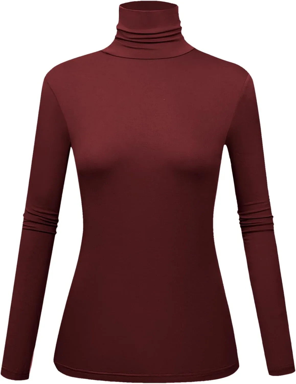 Women's Long Sleeve Turtleneck Shirts Slim Fitted Lightweight Base Layer Casual Tops