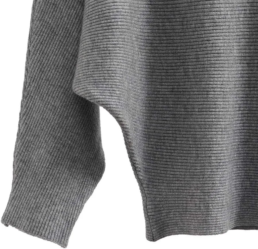 Womens Oversized Lightweight Boat Neck Dolman Batwing Sweater Fall Winter Casual Slouchy Knitted Pullovers