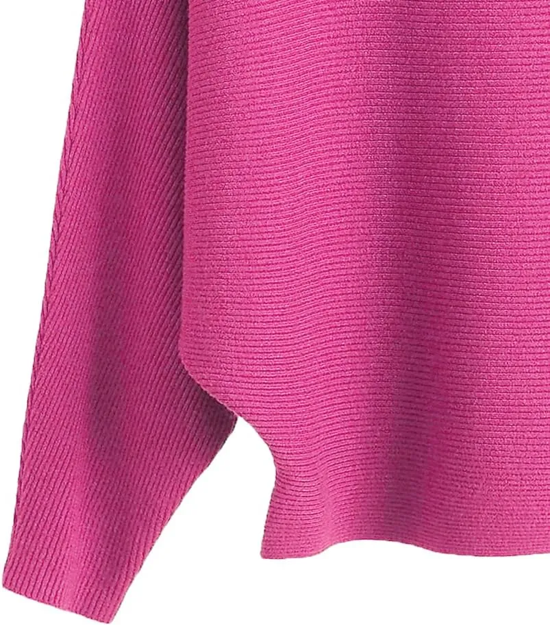 Womens Oversized Lightweight Boat Neck Dolman Batwing Sweater Fall Winter Casual Slouchy Knitted Pullovers