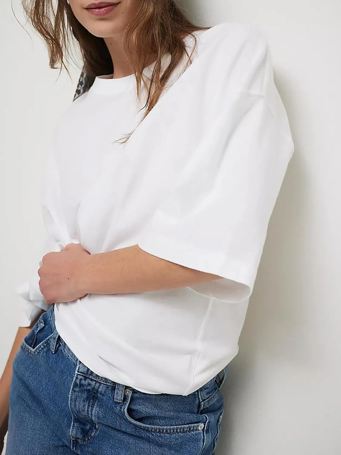 Womens Oversized Short Sleeve Tshirts Round Neck Shirts Casual Tops