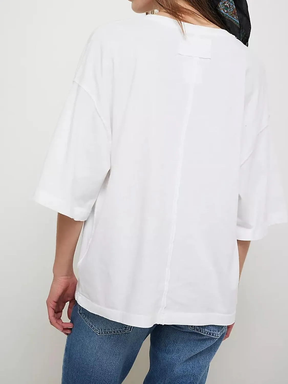 Womens Oversized Short Sleeve Tshirts Round Neck Shirts Casual Tops