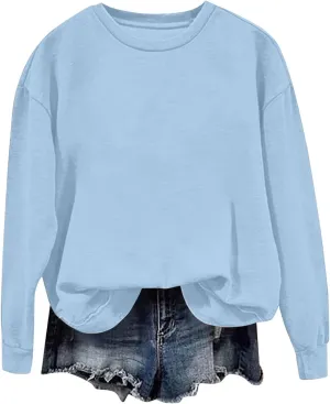 Womens Oversized Sweatshirts Casual Crewneck Long Sleeve Pullover Tops Spring Trendy Comfy Outfits Winter Clothes