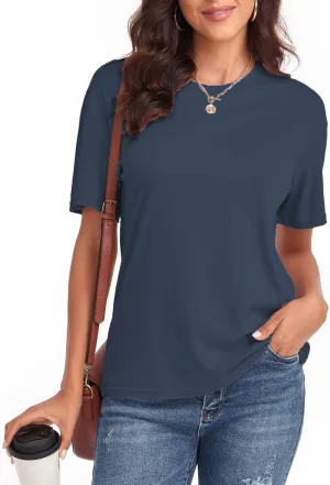 Women's Ripped Summer T Shirts Short Sleeve Tunic Tee Casual Tops Blouses