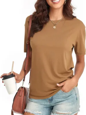 Women's Ripped Summer T Shirts Short Sleeve Tunic Tee Casual Tops Blouses