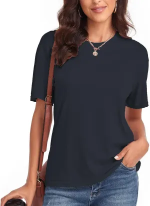 Women's Ripped Summer T Shirts Short Sleeve Tunic Tee Casual Tops Blouses