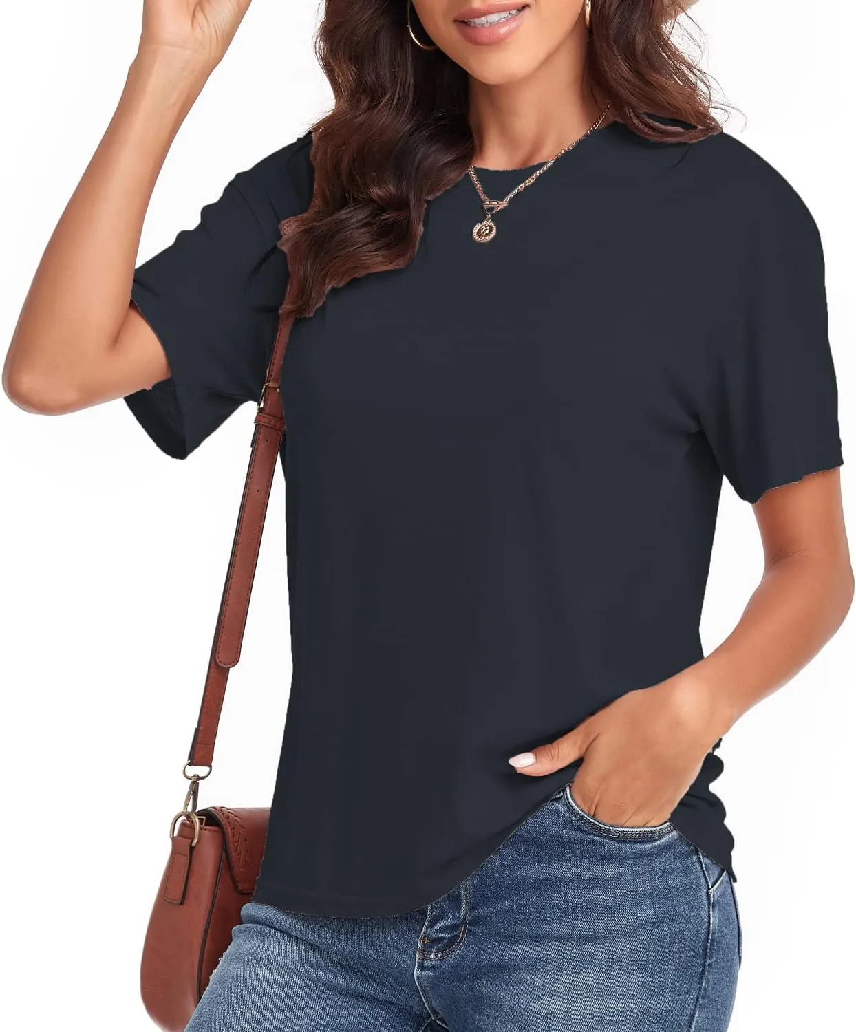 Women's Ripped Summer T Shirts Short Sleeve Tunic Tee Casual Tops Blouses