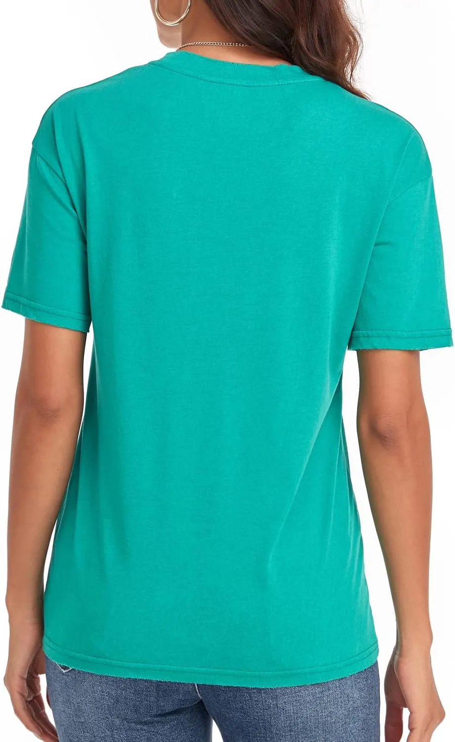 Women's Ripped Summer T Shirts Short Sleeve Tunic Tee Casual Tops Blouses