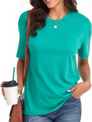 Women's Ripped Summer T Shirts Short Sleeve Tunic Tee Casual Tops Blouses