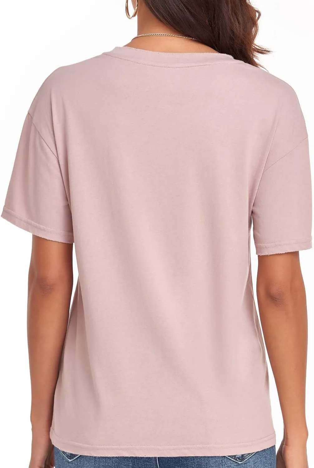 Women's Ripped Summer T Shirts Short Sleeve Tunic Tee Casual Tops Blouses