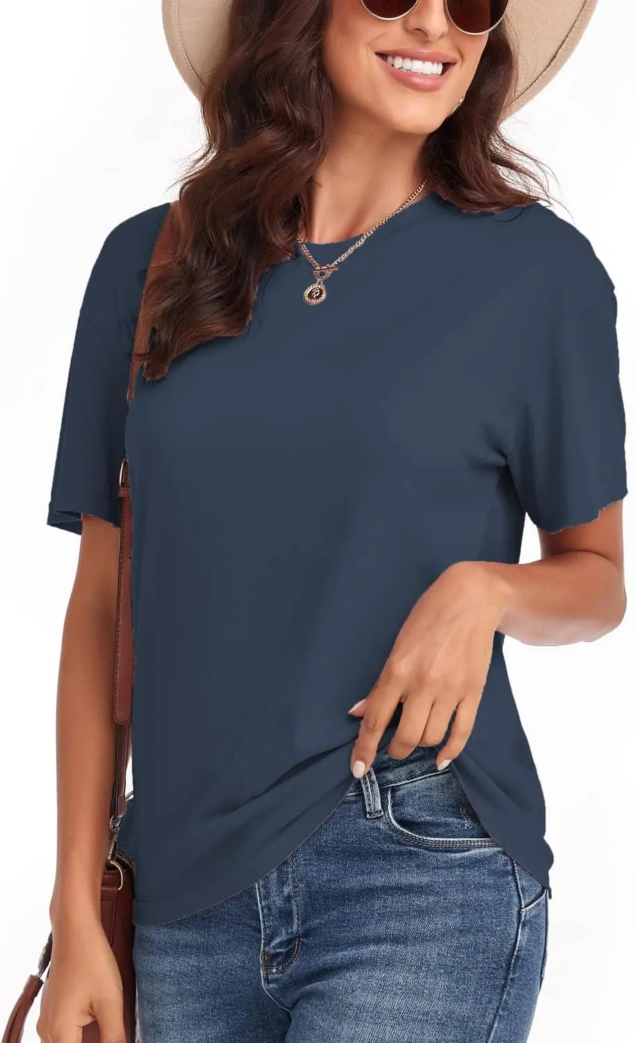 Women's Ripped Summer T Shirts Short Sleeve Tunic Tee Casual Tops Blouses