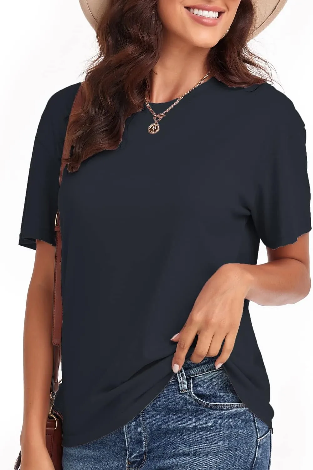 Women's Ripped Summer T Shirts Short Sleeve Tunic Tee Casual Tops Blouses