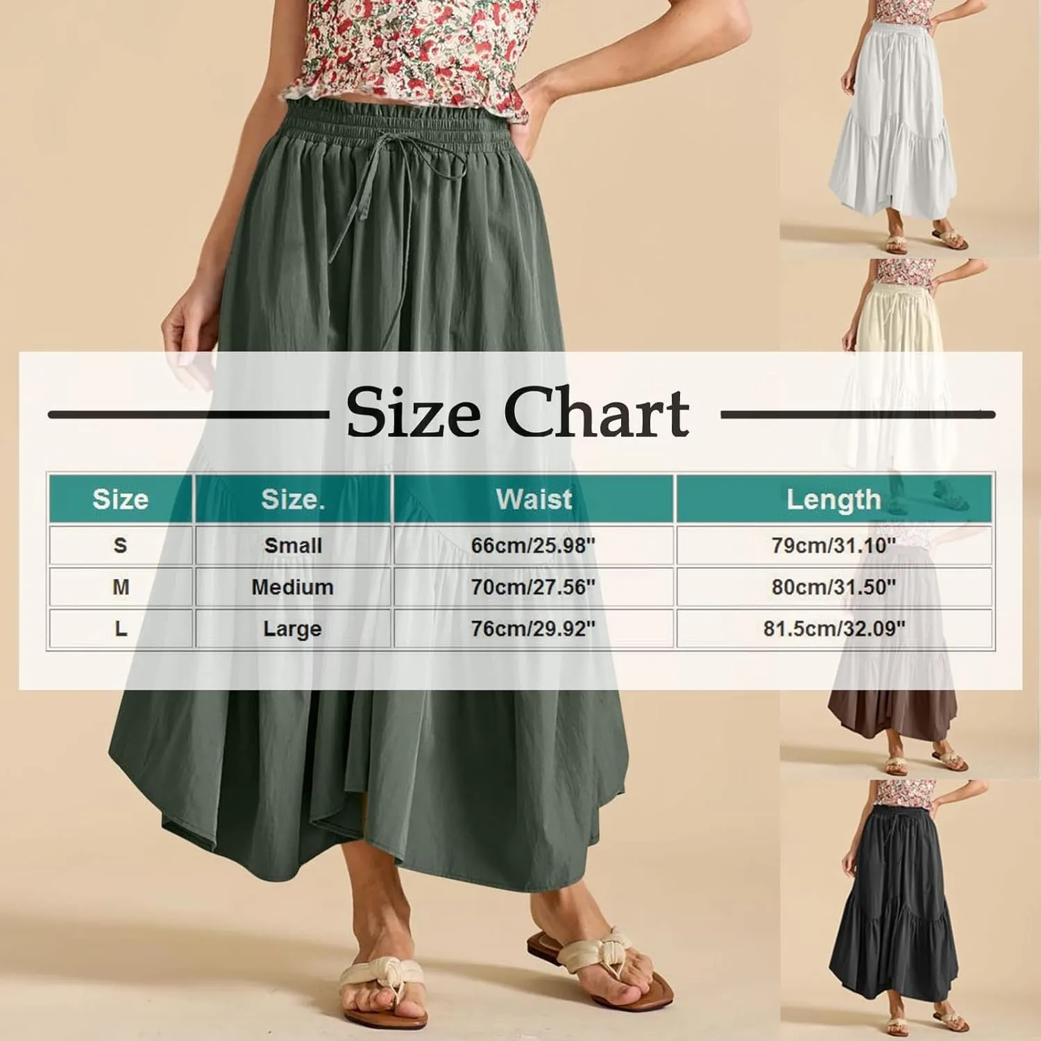 WomenS Summer Boho Flowy Swing Tiered A-Line Maxi Skirt 2025 Fashion Trendy Elastic Waist Pleated Long Beach Dress